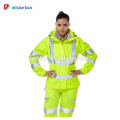 EN-Standard-Damen-mit Kapuze hohe Sichtarbeitskleidungs-Parka-Großverkauf-hallo Vis-reflektierende Sicherheits-Jacken mit Logo-Herstellern
